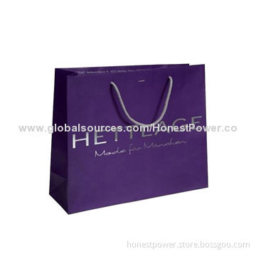 Eco-friendly Paper Gift Bag with Ribbon Handle, Customized Sizes and Designs are Accepted